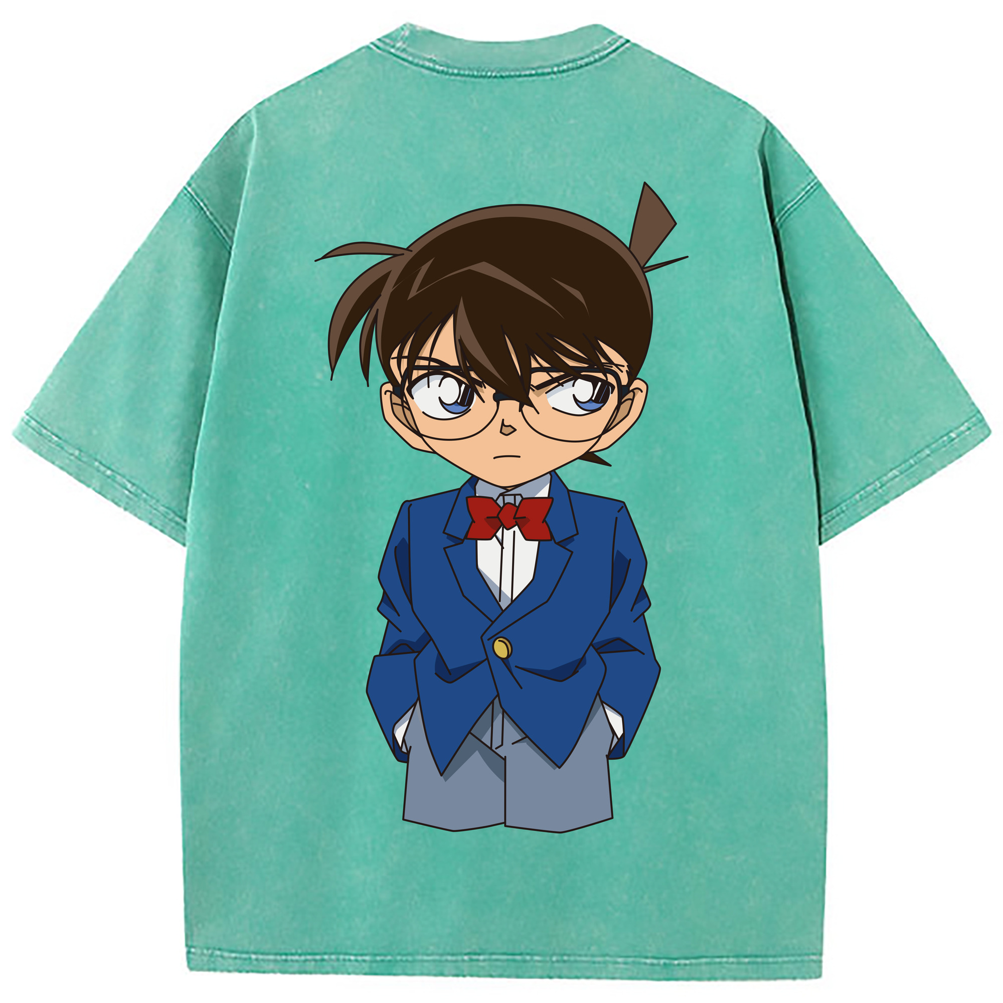 （画像用） 名探偵コナン 江戸川 コナン Detective Conan Conan Edogawa 綿100% ヴィンテージ風 半袖Tシャツ（背面プリント）